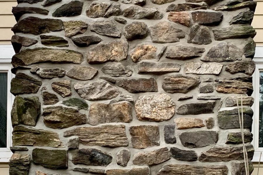 Repointing stone chimney